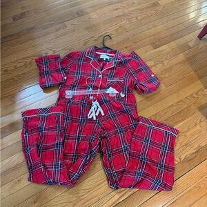 Victoria's Secret Red Plaid Pajama Set with Button-Front Top